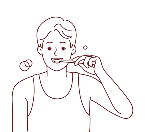 Boy brushing teeths  Illustration