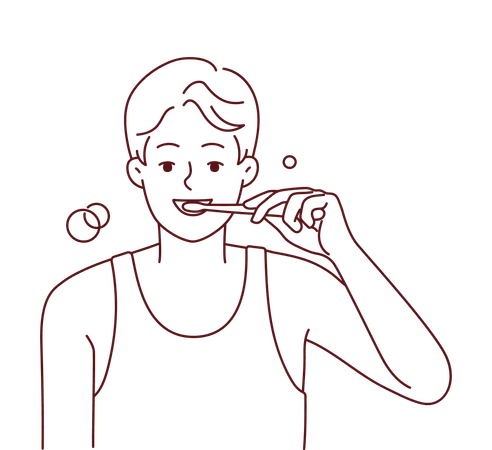 Boy brushing teeths  Illustration