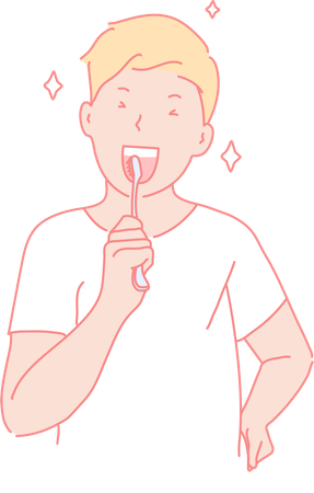 Boy brushing teeths  Illustration