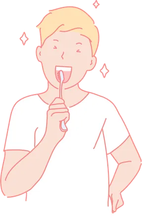 Boy brushing teeths  Illustration