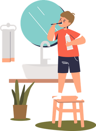 Boy brushing teeths  Illustration
