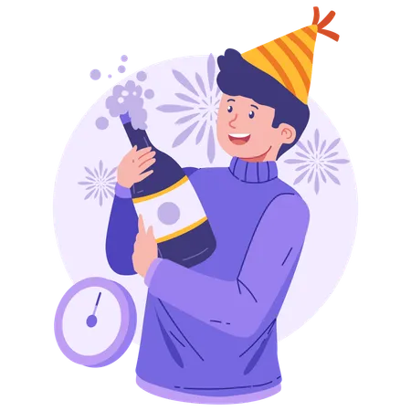 Happy New Year Character Illustration Illustration