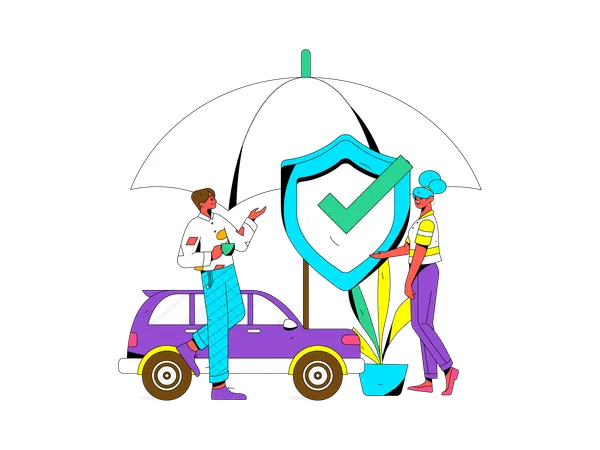 Boy buying car insurance  Illustration