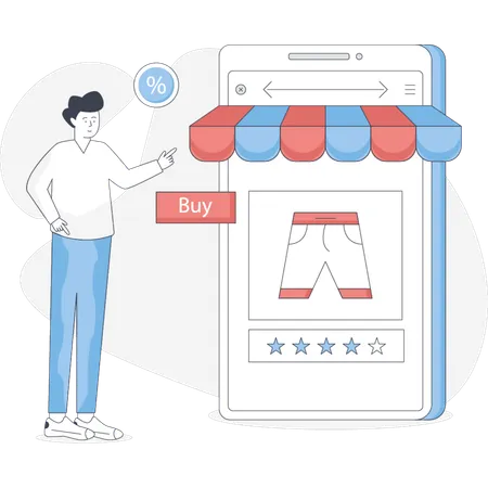 Boy  buying cloth online  Illustration