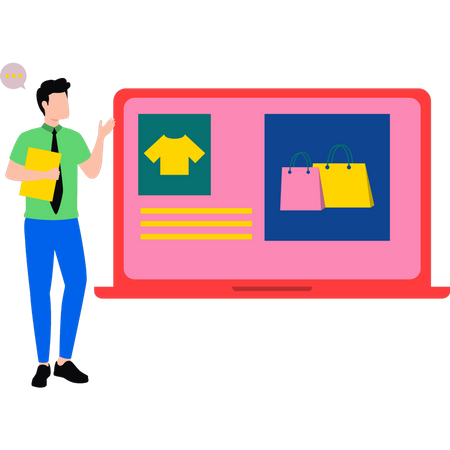 Boy buying clothes online  Illustration