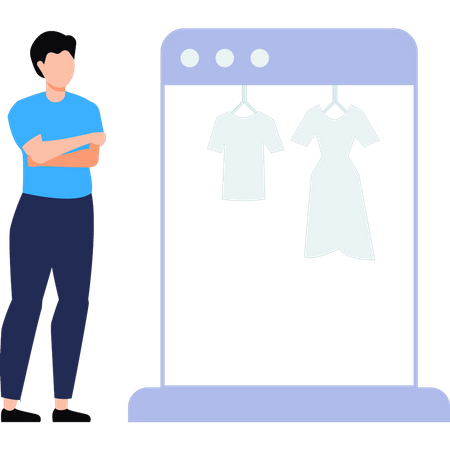Boy buying clothes online Illustration