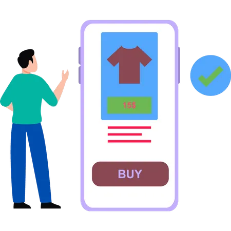 Boy buying clothes online  Illustration