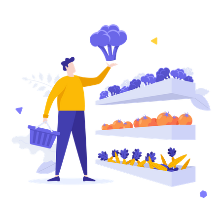 Boy buying grocery  Illustration