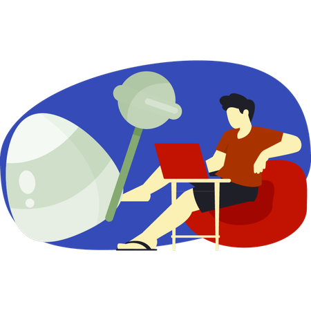 Boy buying halloween candy on laptop  Illustration