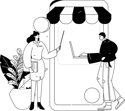 Boy buying online  Illustration
