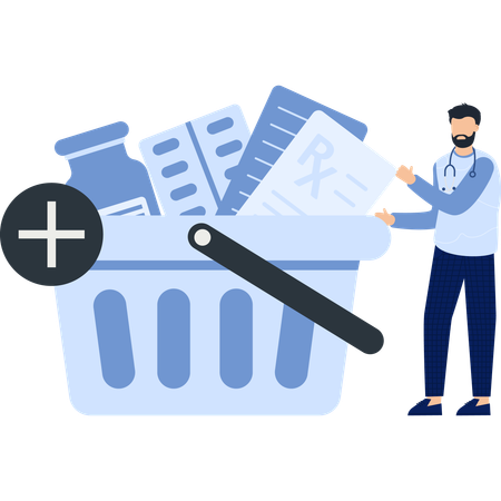 Boy buying online pharmacy  Illustration