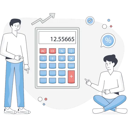 Boy calculating business profit  Illustration