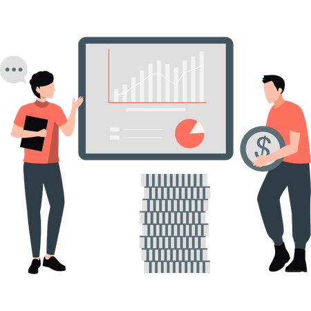 Boy calculating business profit  Illustration