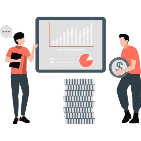 Boy calculating business profit  Illustration