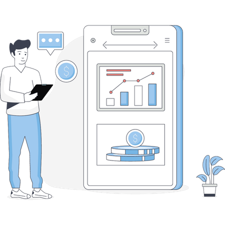 Boy calculating investment profit  Illustration