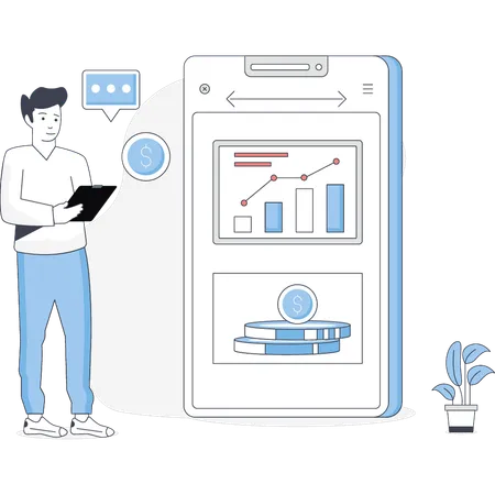 Boy calculating investment profit  Illustration