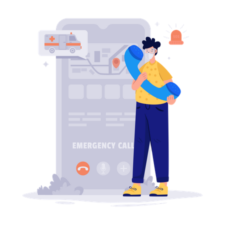 Boy calling emergency doctor call service Illustration