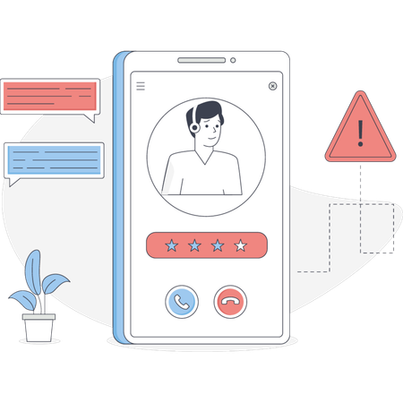 Boy calling mobile helpline  Illustration