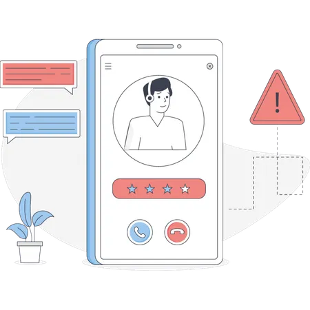 Boy calling mobile helpline  Illustration