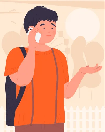Boy Calling On Phone  Illustration