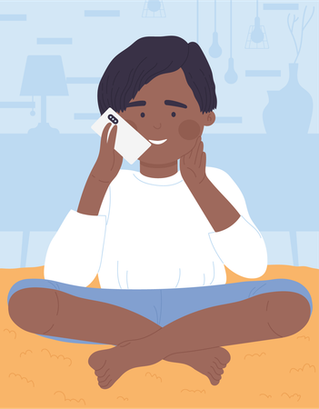 Boy Calling On Phone  Illustration