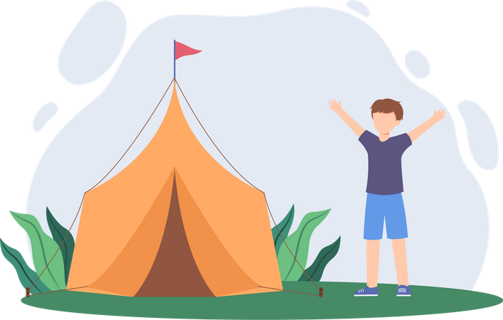 Boy camping  Illustration