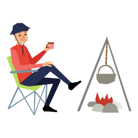 Boy camping  Illustration