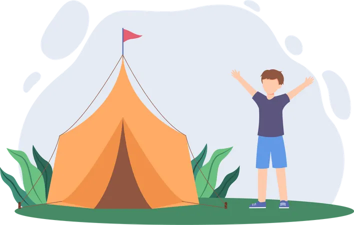 Boy camping  Illustration