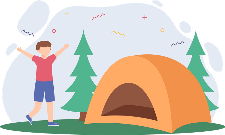 Boy camping  Illustration