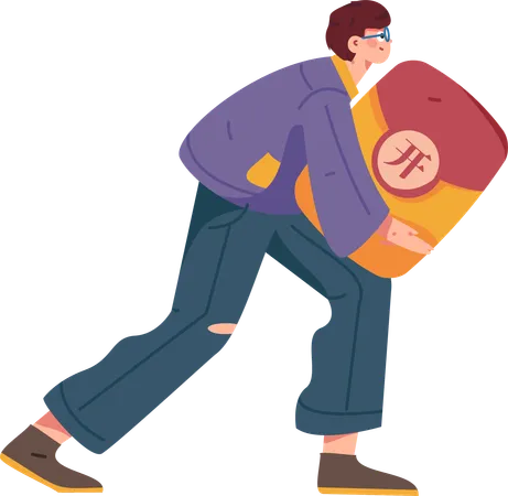 Boy carrying chinese envelope  Illustration