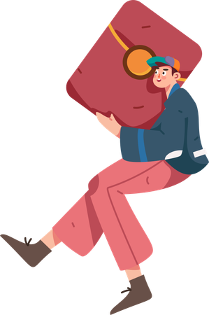 Boy carrying chinese envelope  Illustration