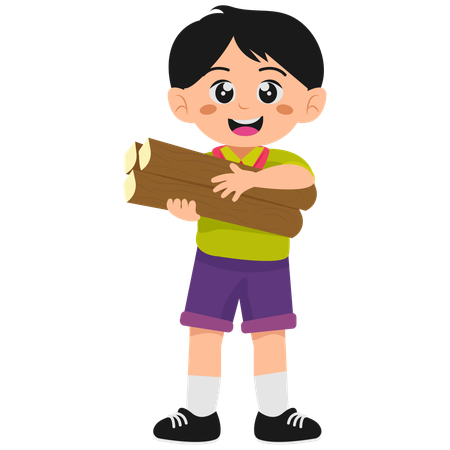 薪を運ぶ少年  イラスト