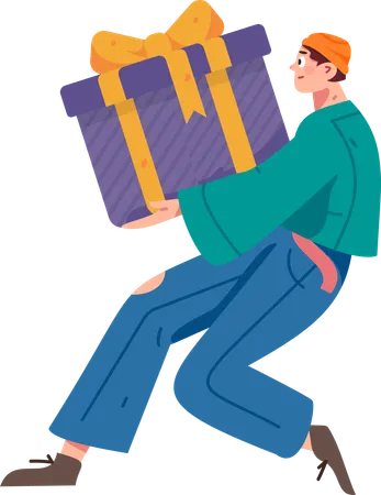 Boy carrying gift  Illustration