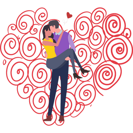 Boy carrying girl  Illustration