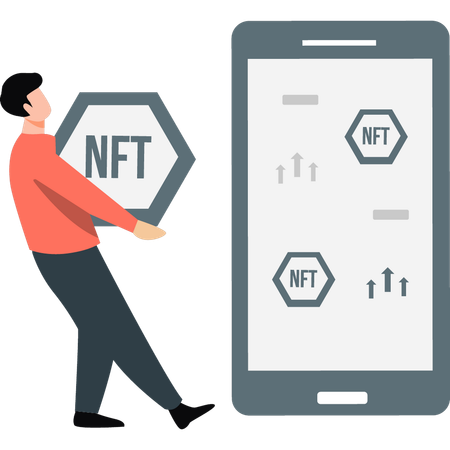 Boy carrying NFT  Illustration