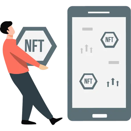 Boy carrying NFT  Illustration