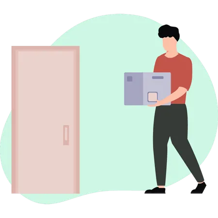 A Boy Is Carrying A Parcel For Delivery Illustration