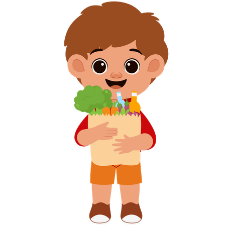 Boy Carrying Shopping Bag  Illustration