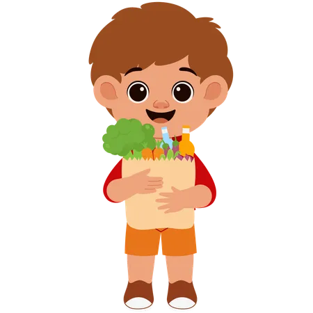 Boy Carrying Shopping Bag  Illustration