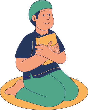 Boy carrying the al-qur'an  Illustration