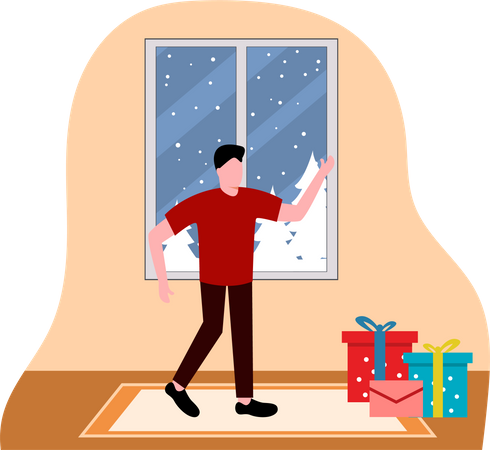 Boy celebrate Christmas  Illustration