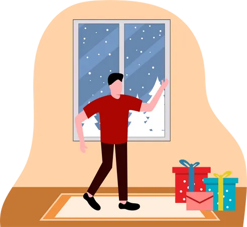 Boy celebrate Christmas  Illustration