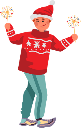 Boy celebrate Christmas party  Illustration