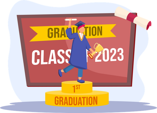 Boy celebrate graduation degree  Illustration