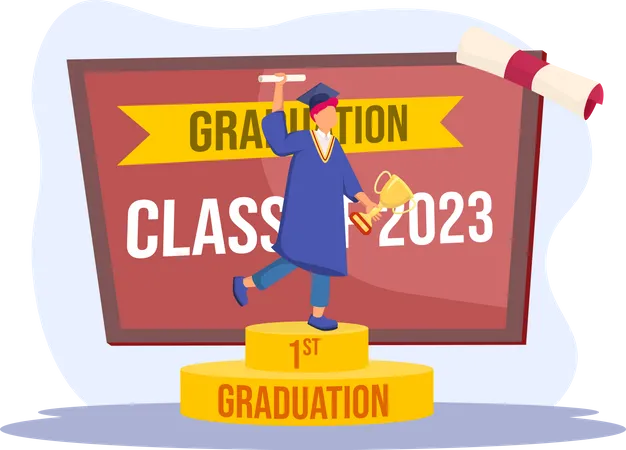 Boy celebrate graduation degree  Illustration