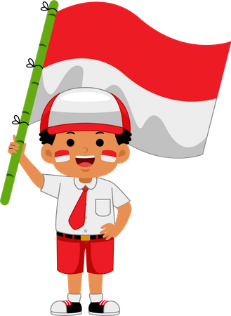 Boy celebrate Indonesia Independence Day  Illustration