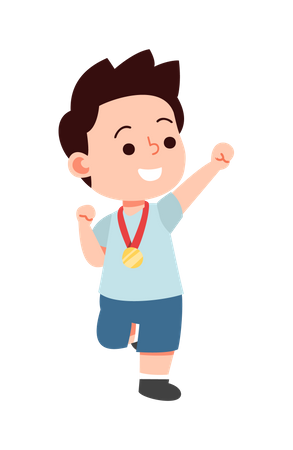 Boy celebrate victory Illustration