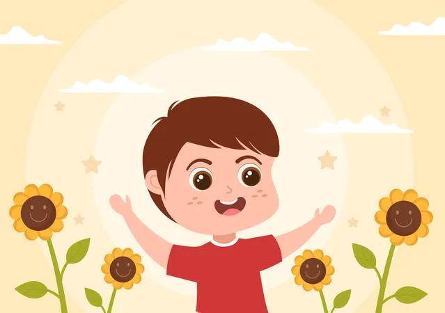 Boy celebrate world smile day  Illustration