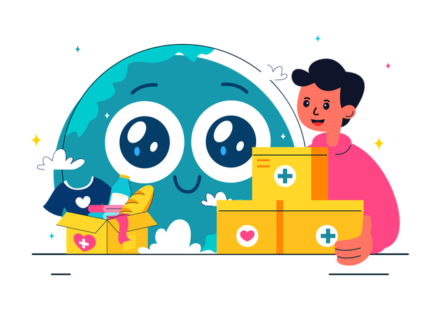 Boy celebrates International Day of Charity  Illustration