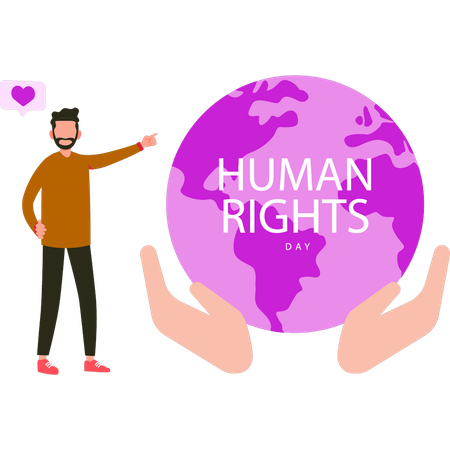 Boy celebrates International Human Rights day  Illustration